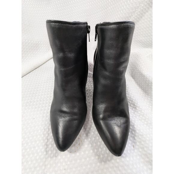 ALFANI! HARPPER BLACK GENUINE LEATHER & SUEDE HEEL/BACK ZIP ANKLE BOOTS! SZ 8.5W - Picture 4 of 10